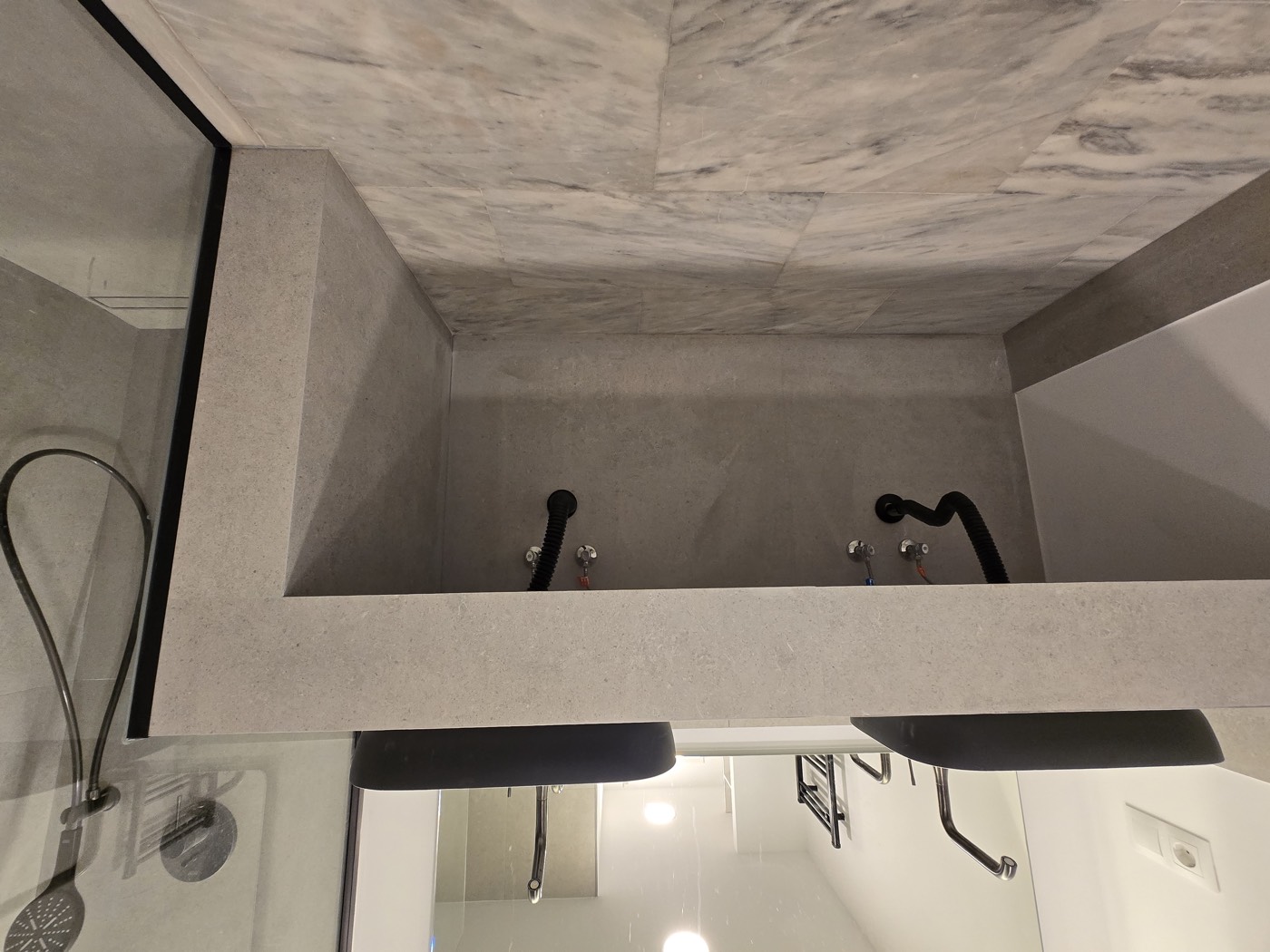 Basins and the edge of the poured slab